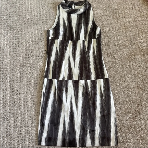 Carlisle sleeveless dress, cowl neck, Brown and white abstract Size 6 - Picture 1 of 16